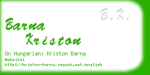 barna kriston business card